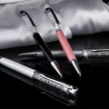 Ďalší obrázok produktu Kulaté pero "MADE WITH SWAROVSKI ELEMENTS", čierne, s kryštálmi, 14 cm