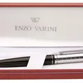 Ďalší obrázok produktu Kulaté pero "Pantino", modré, rotačné, lakované strieborno-čierne telo, pochrómovaný klip, E