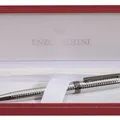 Ďalší obrázok produktu Kulaté pero "Quadrillé", modré, rotačné, strieborné telo, chrómovaný klip, ENZO VARINI