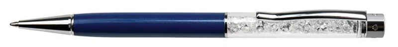 Hlavný obrázok produktu Kuličkové pero s bílými krystaly "MADE WITH SWAROVSKI ELEMENTS", modrá, 14 cm