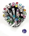 Kulaté pero, SWAROVSKI® Crystals, biele, 14 cm "Elegante", purpurový krištáľ tanzanit