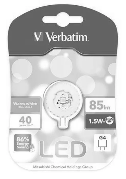 Hlavný obrázok produktu LED žárovka, teplá bílá, blister, G4 patice, 85lm, 1,5W, 2700K, VERBATIM