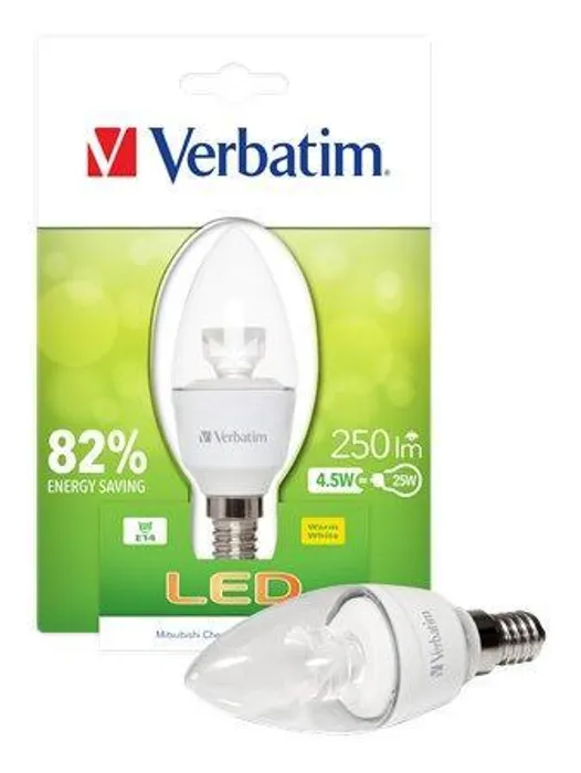 Hlavný obrázok produktu LED žárovka, teplá bílá, Classic B - svíčková, E14, 250lm, 4,5W, 2700K, VERBATIM
