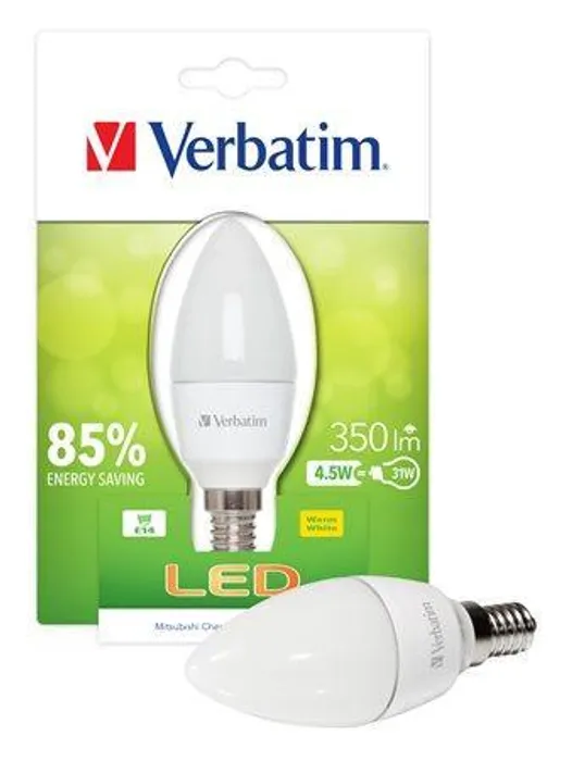 Hlavný obrázok produktu LED žárovka, teplá bílá, Classic B - svíčková, E14, 350lm, 4,5W, 2700K, VERBATIM