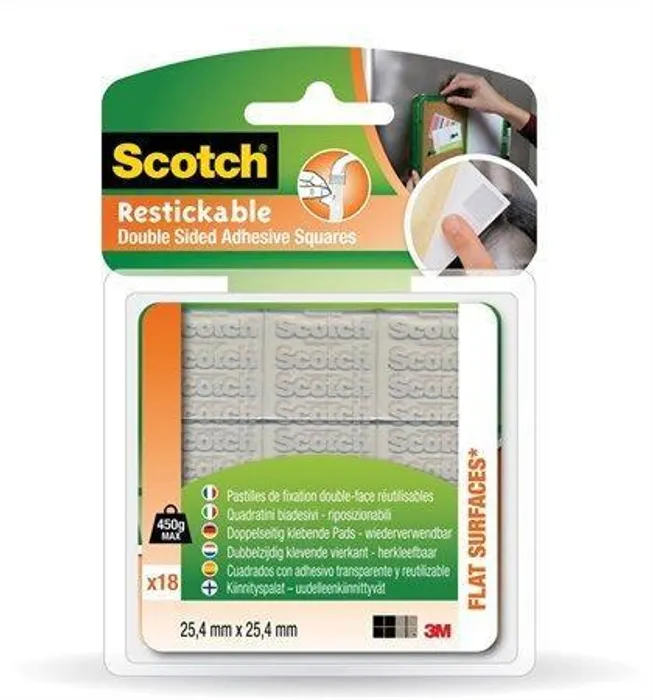Hlavný obrázok produktu Lepicí čtverečky, oboustranné, snímatelné, 3M SCOTCH