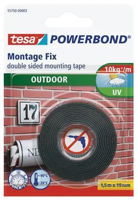 Hlavný obrázok produktu Lepicí páska "Powerbond 55750", oboustranná, pro exteríer, 19 mm x 1,5m, TESA