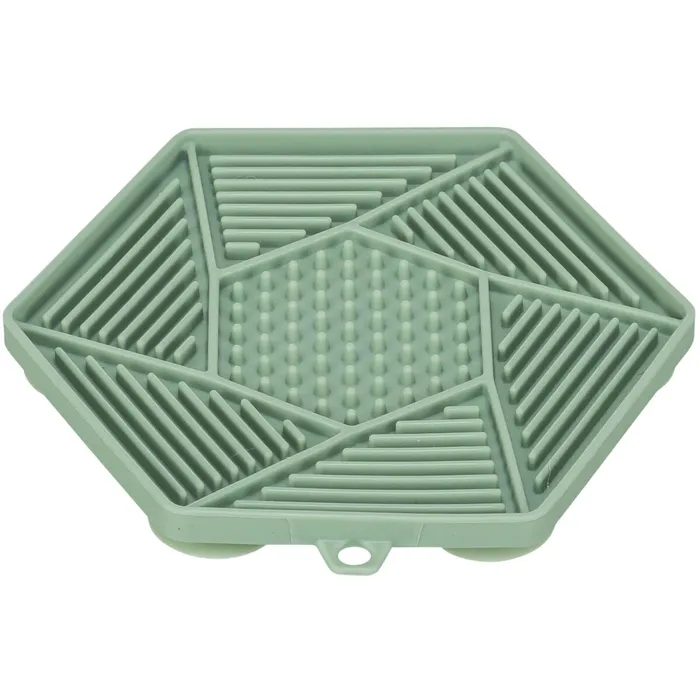Hlavný obrázok produktu Lick´n´Snack HEXAGON s přísavkami - podložka k pomalému krmení, 17 cm, TPR/plast, zelená