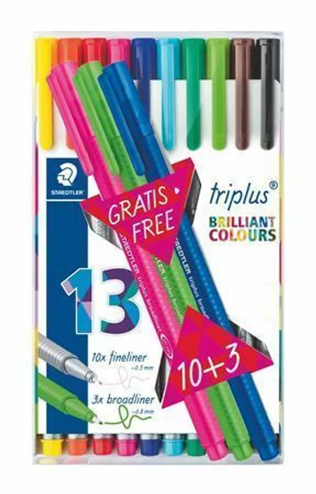 Hlavný obrázok produktu Liner "Triplus 334 Box" set 10+3, různé barvy, 0,3mm, STAEDTLER