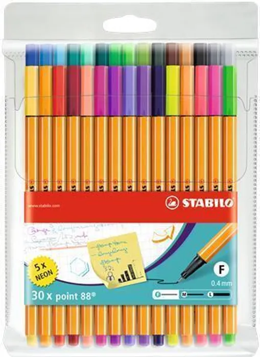 Hlavný obrázok produktu Linery "Point 88", sada, 25 + 5 různých barev, 0,4 mm, STABILO
