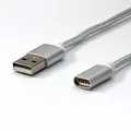 USB kábel (2.0), USB A M - Magnetická koncovka, 1m, strieborný, yy