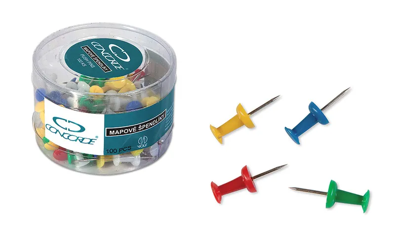 Hlavný obrázok produktu Mapové špendlíky CONCORDE barevné [100 ks]