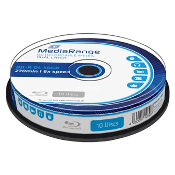 Hlavný obrázok produktu Mediarange BD-R, Dual Layer 50GB, cake box, MR507, 6x, 10-pack, pro archivaci dat