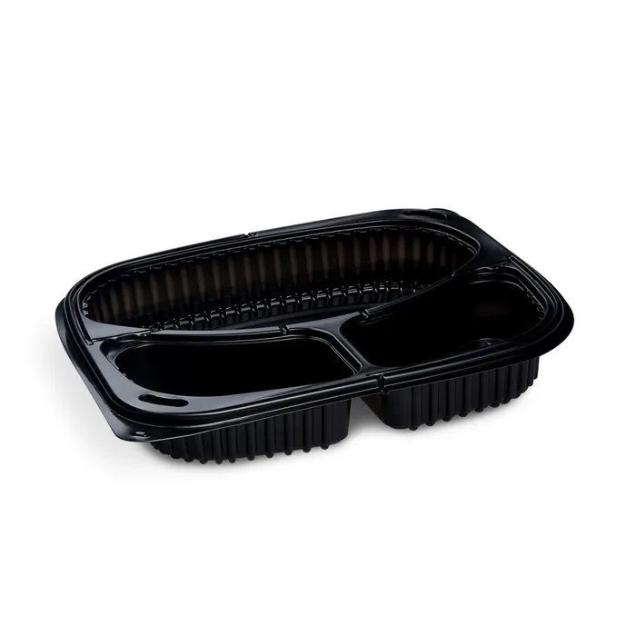 Hlavný obrázok produktu Menu mísa do mikrovlnky (PP) ECONOMY 3dílná černá 240 x 210 x 40 mm 1000ml [100 ks]