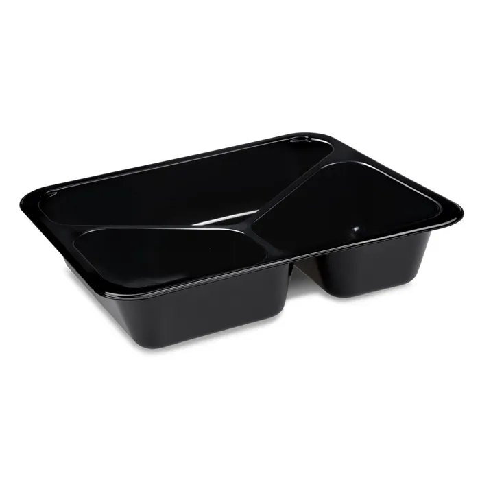 Hlavný obrázok produktu Menu mísa (PP) 3dílná 227 x 178 x 49 mm, černá extra silná [50 ks] - zatavovací