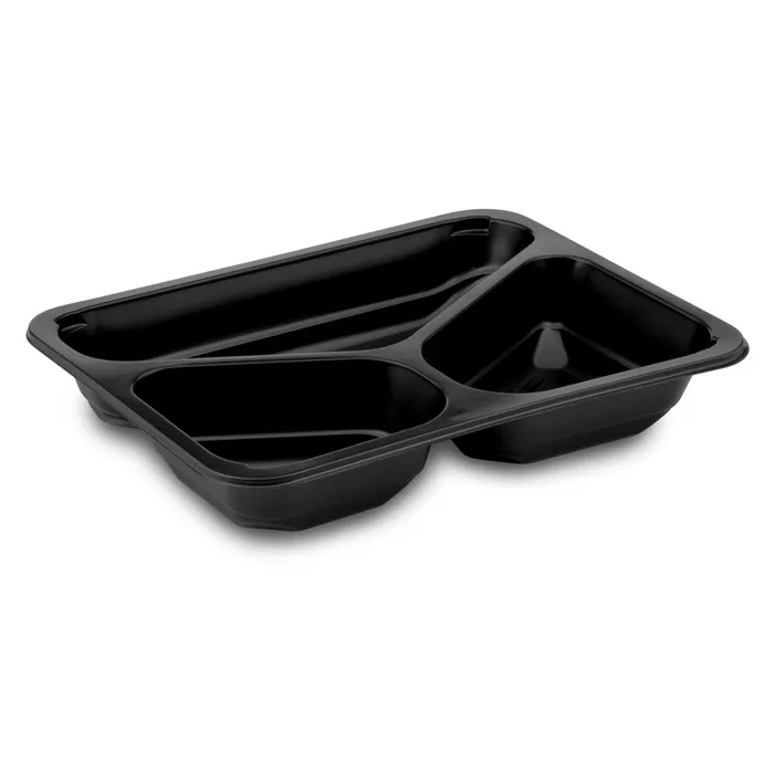 Hlavný obrázok produktu Menu mísa (PP) 3dílná 227x178x40mm, černá [50 ks] - zatavovací