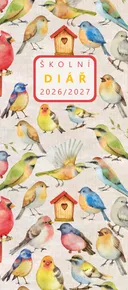 Mesačný diár - Klára - laminát - Vtáčiky
