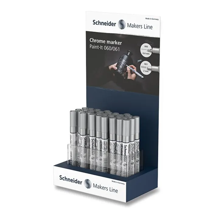 Hlavný obrázok produktu Metalický popisovač Schneider Paint-It 060/061 stojánek, 30 ks, různé šíře hrotu