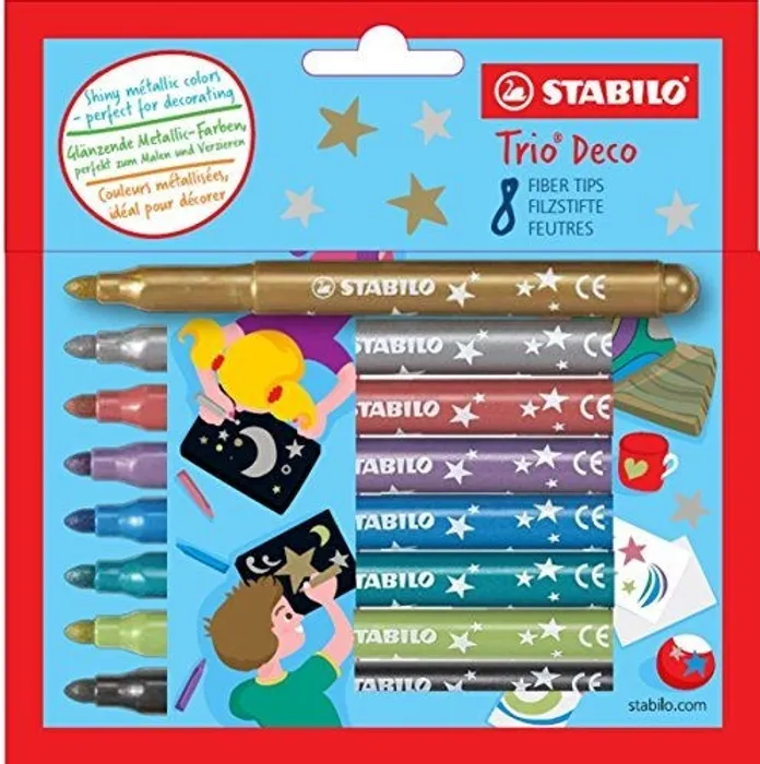 Hlavný obrázok produktu Metalický vláknový fix s XL hrotem - STABILO Trio DECO - 8 ks sada