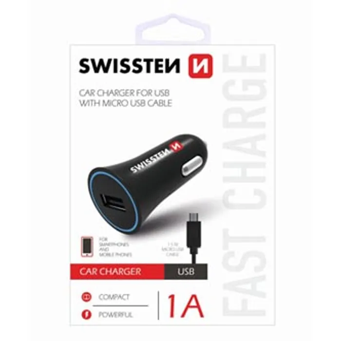 Hlavný obrázok produktu Micro USB auto nabíječka, 12V, 5V, 1000mA, nabíjení mobilních telefonů a GPS, černá, odpo