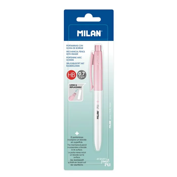 Hlavný obrázok produktu Mikrotužka / Pentelka MILAN PL1 Antibacterial HB 0,7 mm - ružová, blistr
