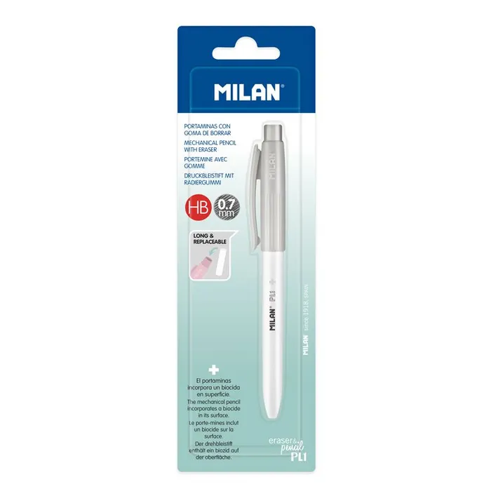 Hlavný obrázok produktu Mikrotužka / Pentelka MILAN PL1 Antibacterial HB 0,7 mm - šedá, blistr