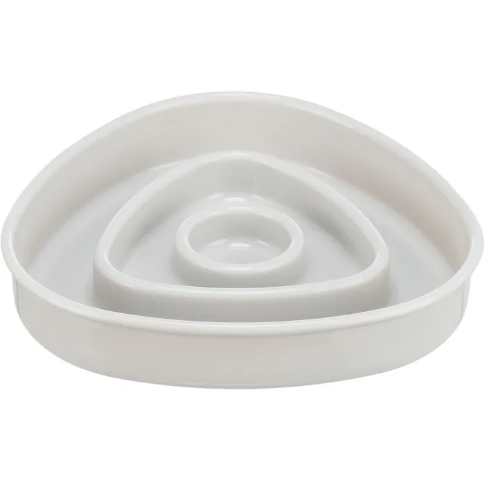 Hlavný obrázok produktu Miska k pomalému krmení, design triangl, 0,35l/15 ×15 cm, plast/TPR, šedá
