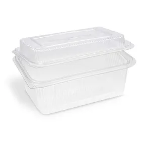 Miska (rPET) s viečkom hranatá priehľadná 2000 + 450 ml [50 ks]