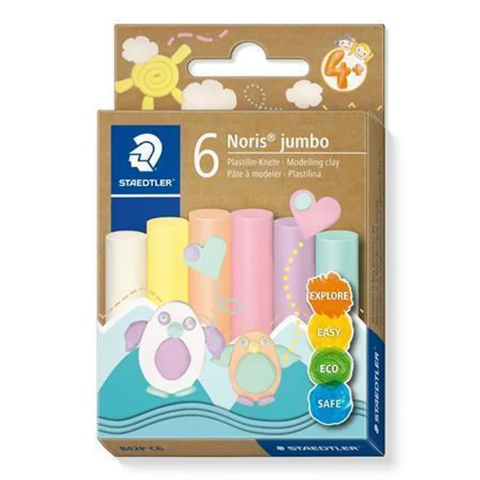 Hlavný obrázok produktu Modelína "Noris® Jumbo 842", 6 pastelových barev, STAEDTLER 842P C6