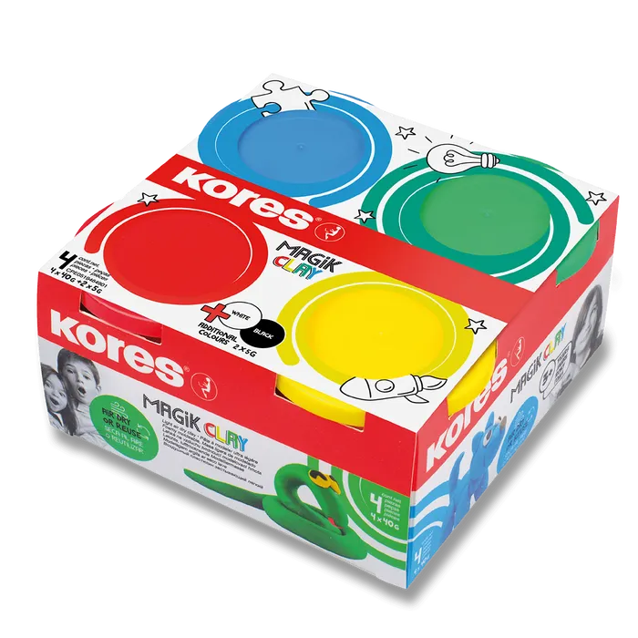 Hlavný obrázok produktu Modelovací hmota Kores Magik Clay základní barvy, 4 x 160g