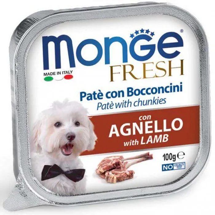 Hlavný obrázok produktu MONGE FRESH - paštika a kousky s jehněčím 100 g pro psy
