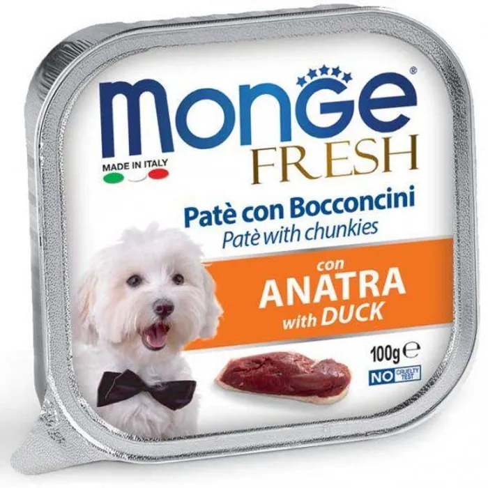 Hlavný obrázok produktu MONGE FRESH - paštika a kousky s kachnou 100 g pro psy