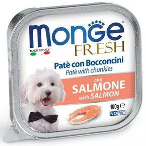 MONGE FRESH - paštéta a kúsky s lososom 100 g pre psov