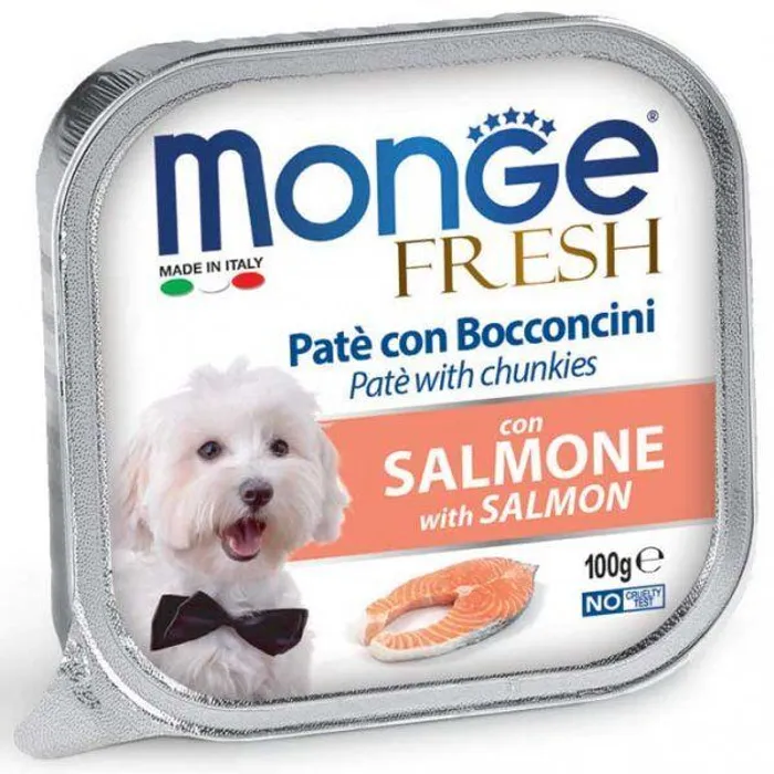 Hlavný obrázok produktu MONGE FRESH - paštika a kousky s lososem 100 g pro psy