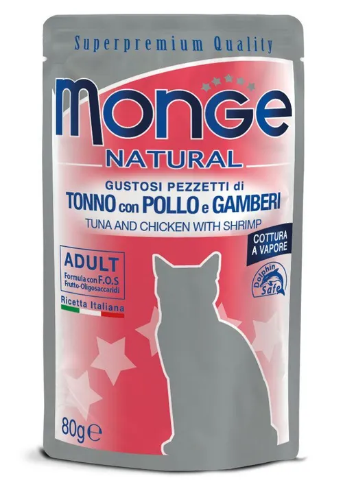 Hlavný obrázok produktu MONGE NATURAL kapsička tuňák a kuře v želé s krevetami pro kočky80g