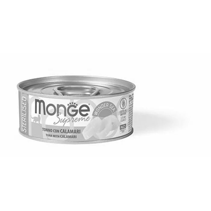 Hlavný obrázok produktu MONGE SUPREME STERILISED tuňák a kalamáry pro kočky 80 g