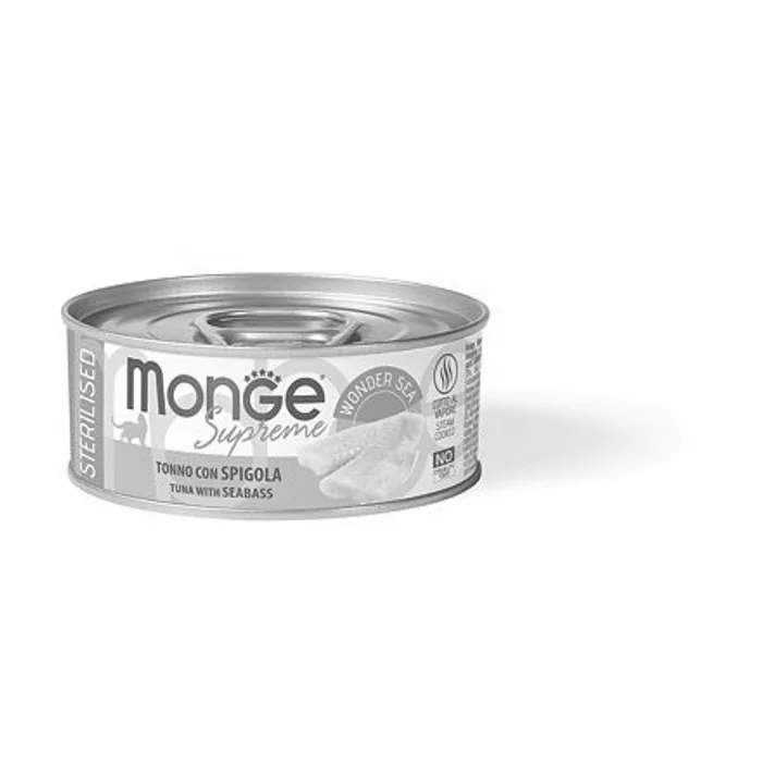 Hlavný obrázok produktu MONGE SUPREME STERILISED tuňák a mořský vlk pro kočky 80 g