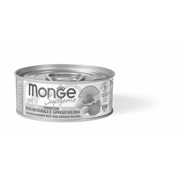 Hlavný obrázok produktu MONGE SUPREME STERILISED tuňák s hnědou rýží a ginko biloba pro kočky 80 g