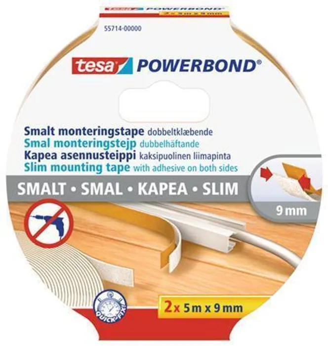 Hlavný obrázok produktu Montážní páska "Powerbond 55714", úzká, 2 x 9 mm x 5 m, TESA