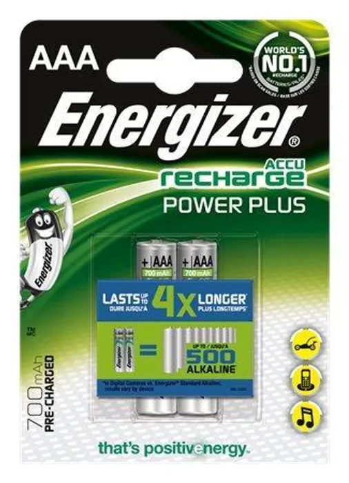 Hlavný obrázok produktu Nabíjecí baterie, AAA, 2x700 mAh, ENERGIZER "Power Plus"