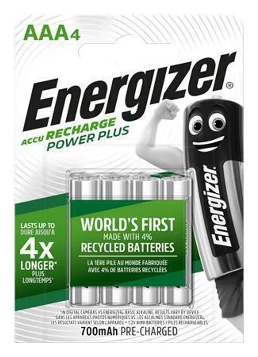 Hlavný obrázok produktu Nabíjecí baterie, AAA, 4x700 mAh, ENERGIZER "Power Plus"