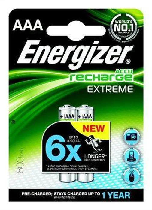 Hlavný obrázok produktu Nabíjecí baterie, AAA (mikrotužková), 2x800 mAh, přednabité, ENERGIZER