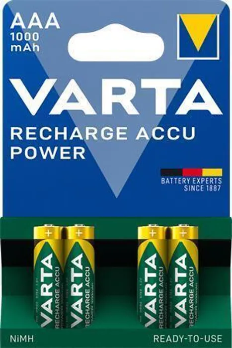 Hlavný obrázok produktu Nabíjecí baterie, AAA (mikrotužková), 4x1000 mAh, VARTA "Professional Accu"