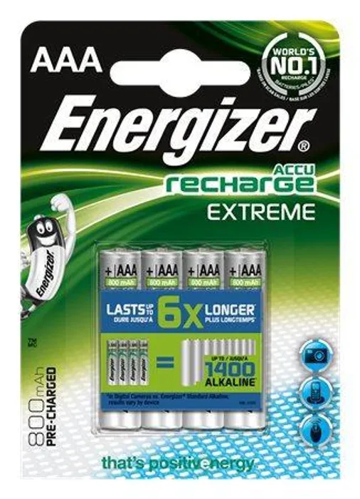 Hlavný obrázok produktu Nabíjecí baterie, AAA (mikrotužková), 4x800 mAh, přednabité, ENERGIZER
