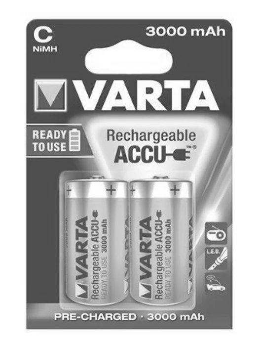 Hlavný obrázok produktu Nabíjecí baterie, C (malý monočlánek), 2x3000 mAh, přednabité, VARTA "Power Accu"