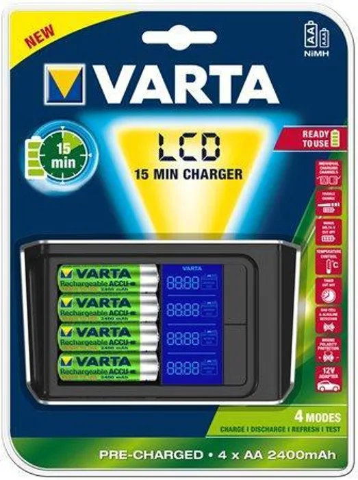 Hlavný obrázok produktu Nabíječka baterií,  AA/AAA, 4x2400 mAh AA, LCD displej, 3 rozdílné funkce, nabíječka do au