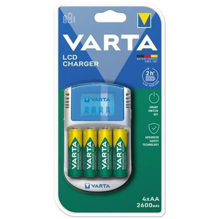 Hlavný obrázok produktu Nabíječka baterií, AA/AAA, 4x2700 mAh AA, car socket, LCD display, VARTA