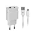 Ďalší obrázok produktu Nabíjačka "VA 4122 WD1", biela, 2 x USB, 2,4A, dátový kábel micro USB, RIVACASE