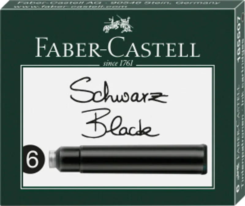 Hlavný obrázok produktu Náhradní inkoustové bombičky krátké 6ks, černá Faber Castell 185507