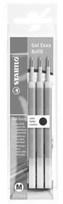 Hlavný obrázok produktu Náplň do rolleru "Gel Exxx", černá, 0,5 mm, gumovací, STABILO [3 ks]