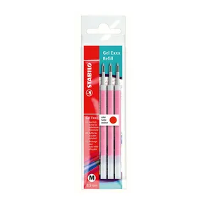Náplň do rolleru "Gél Exxx", červená, 0,5 mm, gumovacia, STABILO [3 ks]